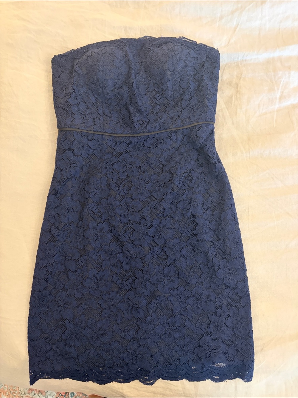 Strapless Navy Lace DVF Dress